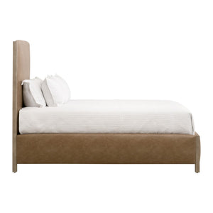 Essentials For Living Emmett Queen Bed - Timeless Elegance With Vegan Leather Upholstery & Solid Wood Frame For Style Ivanhoe Toast,Natural Gray Frame Finish Natural Gray Frame Material Plywood,Solid Rubberwood,Solid Beech Wood 6170-1.Ng/Ivt