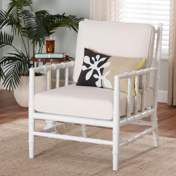 Bali & Pari Evita Solid Mahogany Accent Chair Hand Carved Bamboo Artisan Design