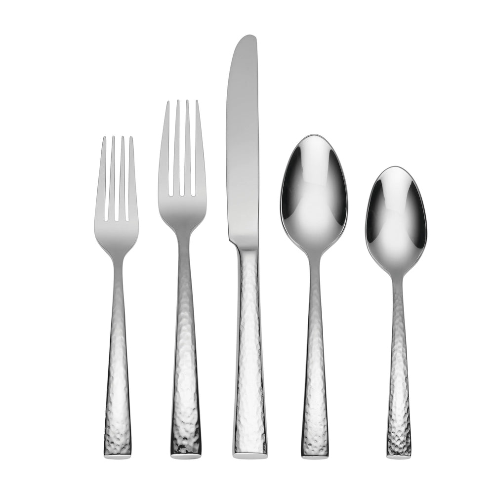 Lenox Cabria Hammered 18/10 Stainless Steel Flatware Set with Artisan Crafted Dining Appeal 45-Piece F032045AL20