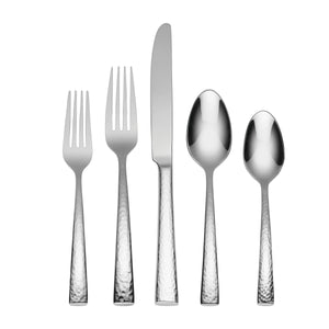 Lenox Cabria Hammered 18/10 Stainless Steel Flatware Set with Artisan Crafted Dining Appeal 45-Piece F032045AL20