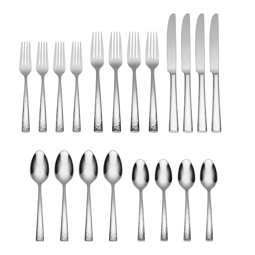 Lenox Cabria Hammered 18/10 Stainless Steel Flatware Set with Artisan Crafted Dining Appeal 45-Piece F032045AL20