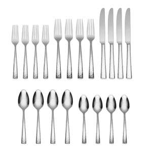 Lenox Cabria Hammered 18/10 Stainless Steel Flatware Set with Artisan Crafted Dining Appeal 20-Piece F032020AL20