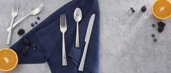 Lenox Cabria Hammered 18/10 Stainless Steel Flatware Set with Artisan Crafted Dining Appeal 20-Piece F032020AL20
