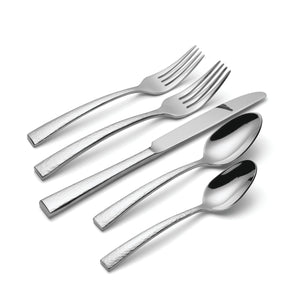 Lenox Cabria Hammered 18/10 Stainless Steel Flatware Set with Artisan Crafted Dining Appeal 45-Piece F032045AL20
