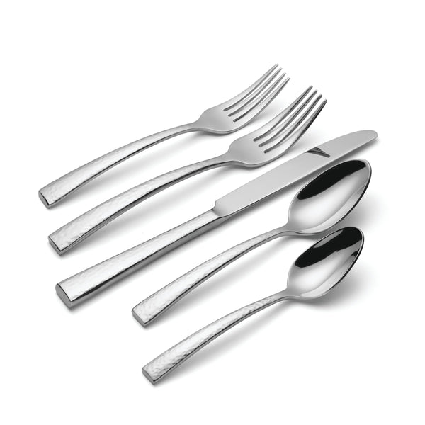Lenox Cabria Hammered 18/10 Stainless Steel Flatware Set with Artisan Crafted Dining Appeal 45-Piece F032045AL20