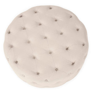 Round Tufted Ottoman Natural Linen F204 A003 Zentique
