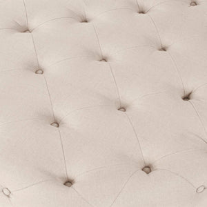 Round Tufted Ottoman Natural Linen F204 A003 Zentique