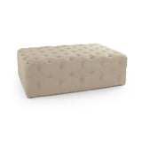 Rectangular Tufted Ottoman Natural Linen F204 REC A003 Zentique