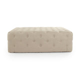 Rectangular Tufted Ottoman Natural Linen F204 REC A003 Zentique