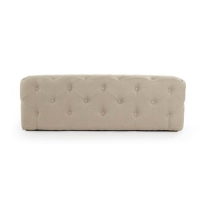 Zentique Rectangular Tufted Ottoman in Linen with Solid Oak Legs — Versatile Footrest, Seat, Coffee Table Alternative W55 x H18 x D34.5 F204 REC A003