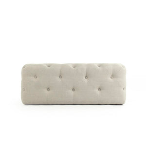 Zentique Calvin Tufted Ottoman in Linen on Oak Frame — Versatile Seating, Footrest or Low Coffee Table, 39" F204 SQU A003