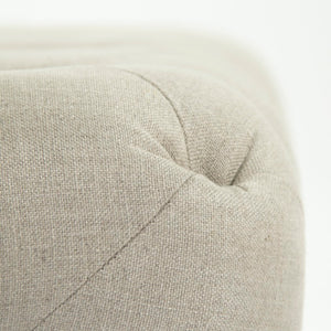 Zentique Calvin Tufted Ottoman in Linen on Oak Frame — Versatile Seating, Footrest or Low Coffee Table, 39" F204 SQU A003