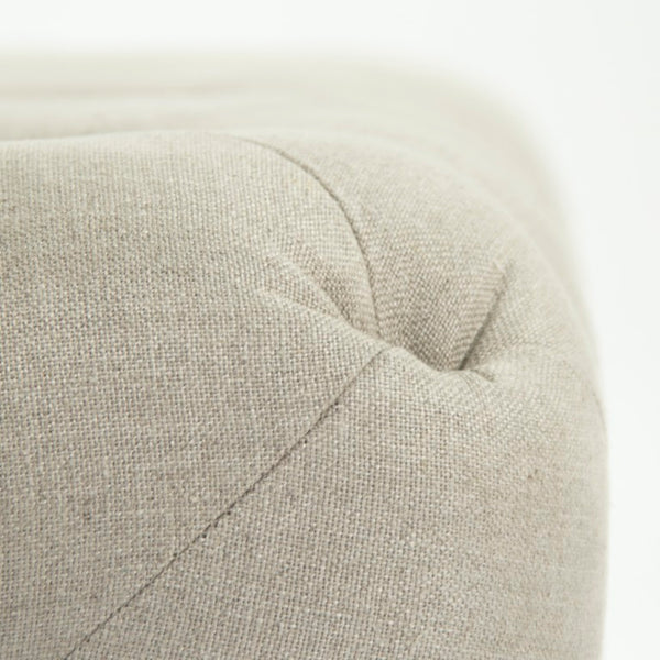 Zentique Calvin Tufted Ottoman in Linen on Oak Frame — Versatile Seating, Footrest or Low Coffee Table, 39" F204 SQU A003