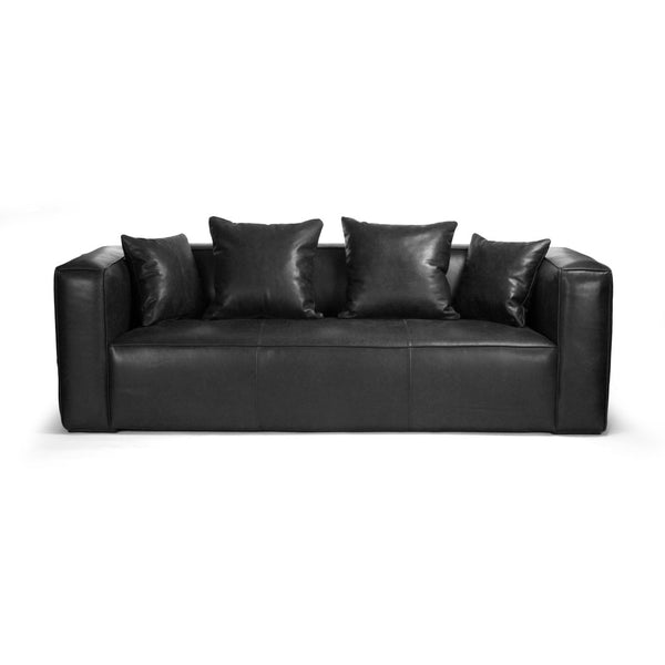 Zentique Joelle Sofa: Luxurious Black Leather & Oak Frame - Elevate Your Living Space With Style & Comfort Black Leather Oak,Leather F232-3