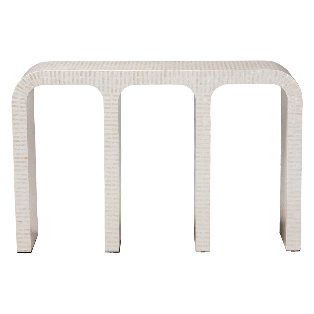 Baxton Studio Bali & Pari Chalina Handcrafted Capiz Shell Console Table for Coastal Entryways F2508-FT16-Capiz-Console Table