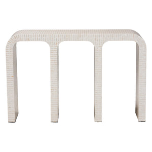 Bali & Pari Chalina Handcrafted Capiz Shell Console Table for Coastal Entryways