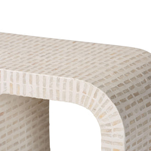 Bali & Pari Chalina Handcrafted Capiz Shell Console Table for Coastal Entryways
