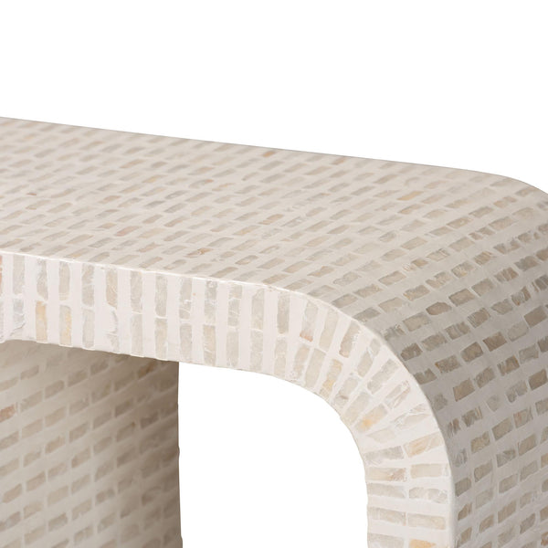 Bali & Pari Chalina Handcrafted Capiz Shell Console Table for Coastal Entryways