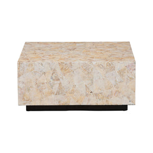 Bali & Pari Fraley Capiz Shell Mosaic Square Coffee Table with Plinth Base
