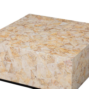 Bali & Pari Fraley Capiz Shell Mosaic Square Coffee Table with Plinth Base