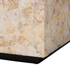 Bali & Pari Fraley Capiz Shell Mosaic Square Coffee Table with Plinth Base