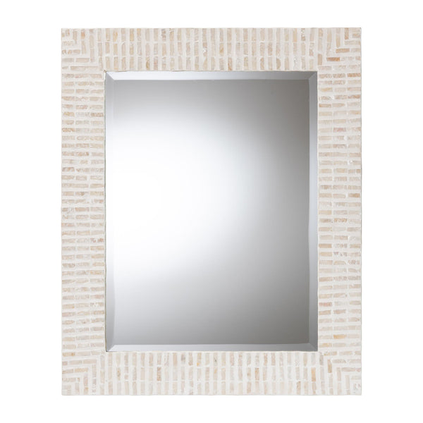 Baxton Studio Bali & Pari Chalina Handcrafted Capiz Shell Geometric Mosaic Wall Mirror for Entryways F2511-FT2-Wall Mirror