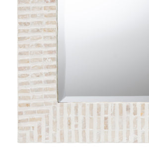 Bali & Pari Chalina Handcrafted Capiz Shell Geometric Mosaic Wall Mirror for Entryways