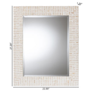 Bali & Pari Chalina Handcrafted Capiz Shell Geometric Mosaic Wall Mirror for Entryways