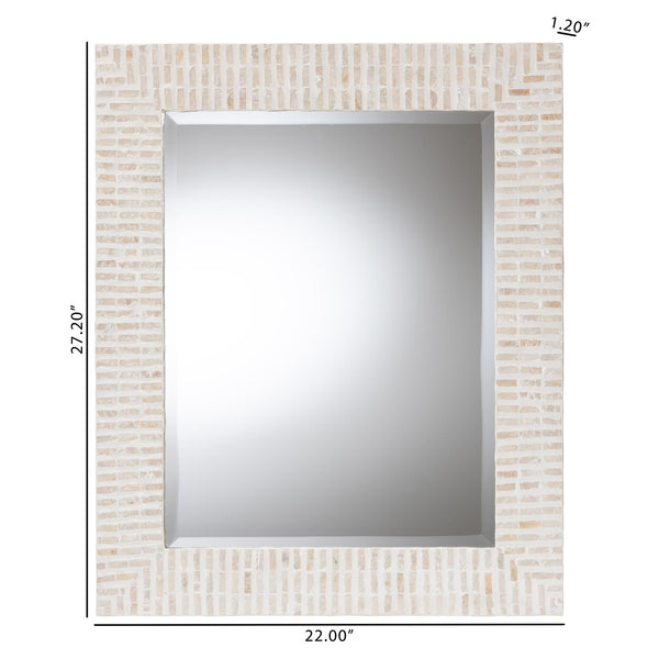Bali & Pari Chalina Handcrafted Capiz Shell Geometric Mosaic Wall Mirror for Entryways