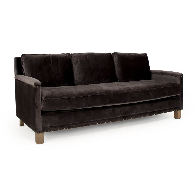 Zentique Sofa with Solid Beech Frame and Lux Velvet Upholstery, Timeless Silhouette, Durable Comfort (82.5" W) F433-3 E993 V078
