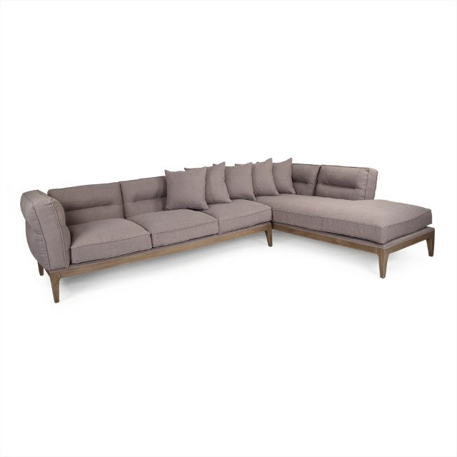 Zentique Louis Sectional: Modern 3-Piece Cotton Sofa with Deep Seating, Beech Frame, Tailored Minimalist Design F439-R E993-B A118