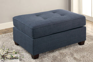 English Elm Cocktail Dorris Fabric Ottoman with Tufted Top and Solid Wood Legs — Stylish Accent Seating Dark Blue 37 L x 27 W x 10 H HSESF00F6993
