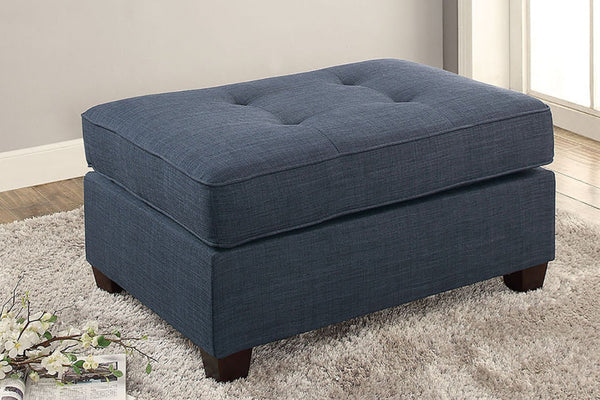 English Elm Cocktail Dorris Fabric Ottoman with Tufted Top and Solid Wood Legs — Stylish Accent Seating Dark Blue 37 L x 27 W x 10 H HSESF00F6993
