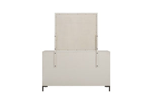 Alpine Furniture Bradley Dresser With Felt-Lined & Cedar Drawers, White Oak Veneer, Smooth Glides, Modern Silhouette Antique White F7210-05