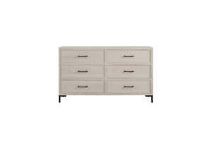 Alpine Furniture Bradley Dresser With Felt-Lined & Cedar Drawers, White Oak Veneer, Smooth Glides, Modern Silhouette Antique White F7210-05
