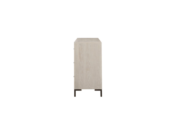 Alpine Furniture Bradley Dresser With Felt-Lined & Cedar Drawers, White Oak Veneer, Smooth Glides, Modern Silhouette Antique White F7210-05