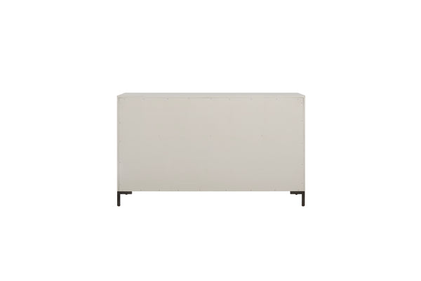 Alpine Furniture Bradley Dresser With Felt-Lined & Cedar Drawers, White Oak Veneer, Smooth Glides, Modern Silhouette Antique White F7210-05