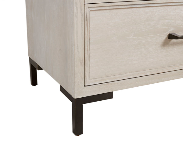 Alpine Furniture Bradley Dresser With Felt-Lined & Cedar Drawers, White Oak Veneer, Smooth Glides, Modern Silhouette Antique White F7210-05