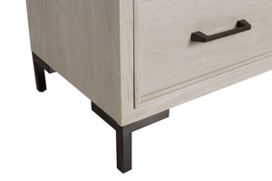 Alpine Furniture Bradley Chest Of Drawers With Cedar & Felt-Lined Drawers, Dovetail Construction, Sleek Metal Legs Antique White F7210-11