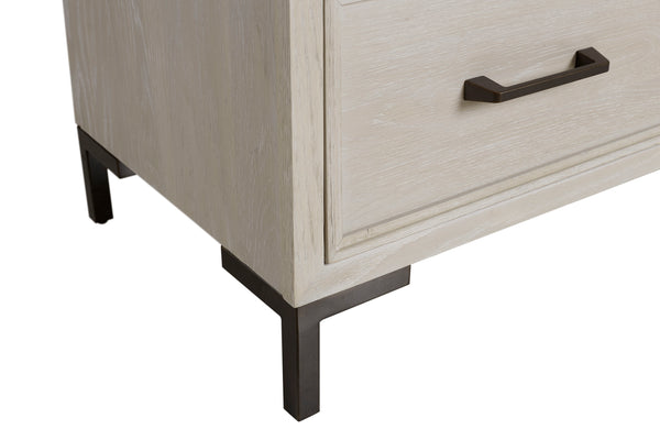 Alpine Furniture Bradley Chest Of Drawers With Cedar & Felt-Lined Drawers, Dovetail Construction, Sleek Metal Legs Antique White F7210-11