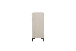 Alpine Furniture Bradley Chest Of Drawers With Cedar & Felt-Lined Drawers, Dovetail Construction, Sleek Metal Legs Antique White F7210-11