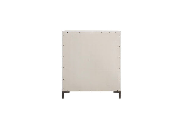 Alpine Furniture Bradley Chest Of Drawers With Cedar & Felt-Lined Drawers, Dovetail Construction, Sleek Metal Legs Antique White F7210-11