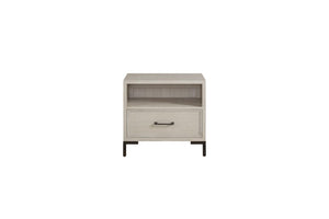 Alpine Furniture Bradley Contemporary Nightstand With Felt-Lined Drawer, Dovetail Construction, Metal Legs, 27"X18"X25" F7210-12