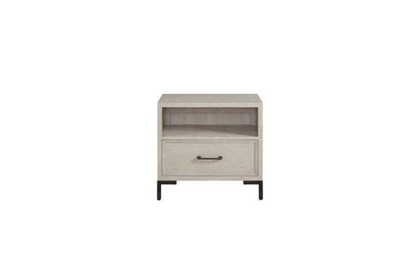 Alpine Furniture Bradley Contemporary Nightstand With Felt-Lined Drawer, Dovetail Construction, Metal Legs, 27"X18"X25" F7210-12