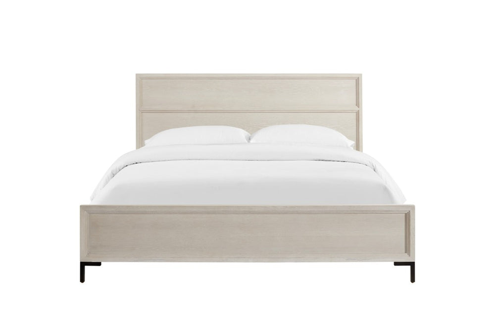 Alpine Furniture Bradley Modern King Platform Bed With Sherwin-Williams Finish, Stable Metal Legs, Memory Foam Support Antique White F7210EK