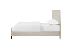 Alpine Furniture Bradley Modern California King Platform Bed With Masonite Support, Metal Levelers, Durable Finish Antique White F7210CK
