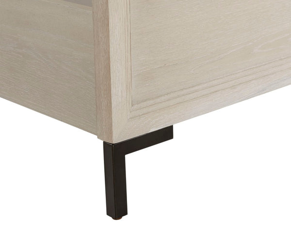 Alpine Furniture Bradley Modern California King Platform Bed With Masonite Support, Metal Levelers, Durable Finish Antique White F7210CK