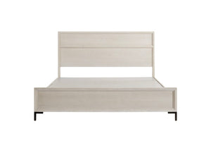 Alpine Furniture Bradley Modern California King Platform Bed With Masonite Support, Metal Levelers, Durable Finish Antique White F7210CK