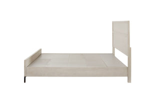 Alpine Furniture Bradley Modern California King Platform Bed With Masonite Support, Metal Levelers, Durable Finish Antique White F7210CK