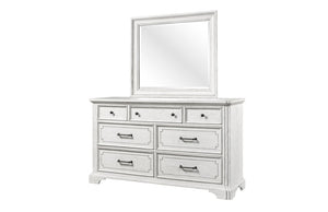Alpine Furniture Clara Dresser With Sherwin Williams Finish, Cedar & Felt-Lined Drawers, Dovetail Joinery, 68"W White Mist F7653-05